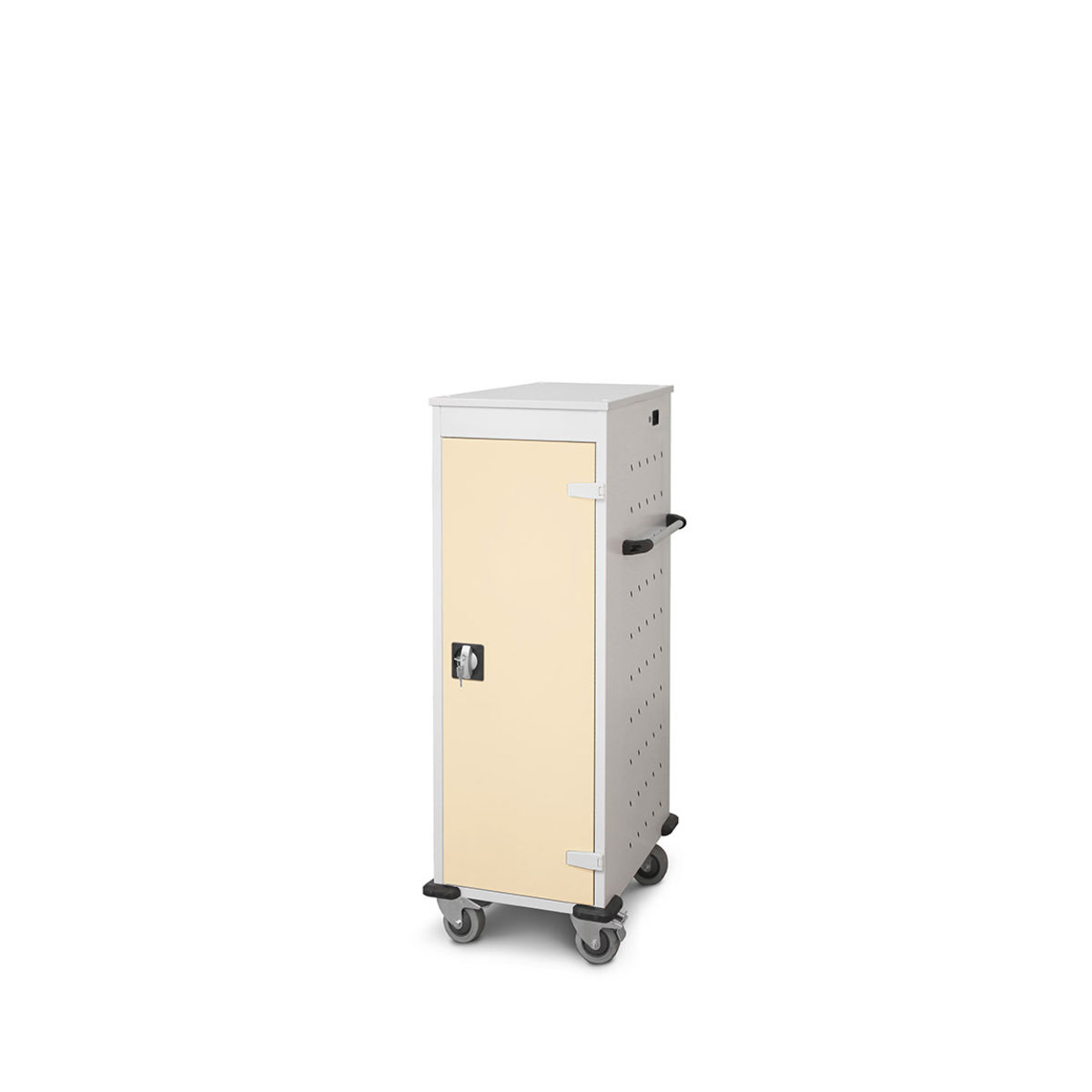 rotstahl Laptopwagen 10 Fächer mit lichtgrauem Korpus 53x125 cm (BxH); elfenbein