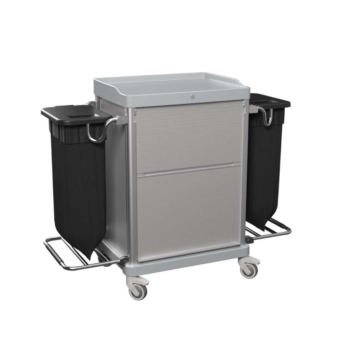QUATRO Praktischer Housekeepingwagen mit Rollladen V6 Grau 142x110 cm (BxH); grau