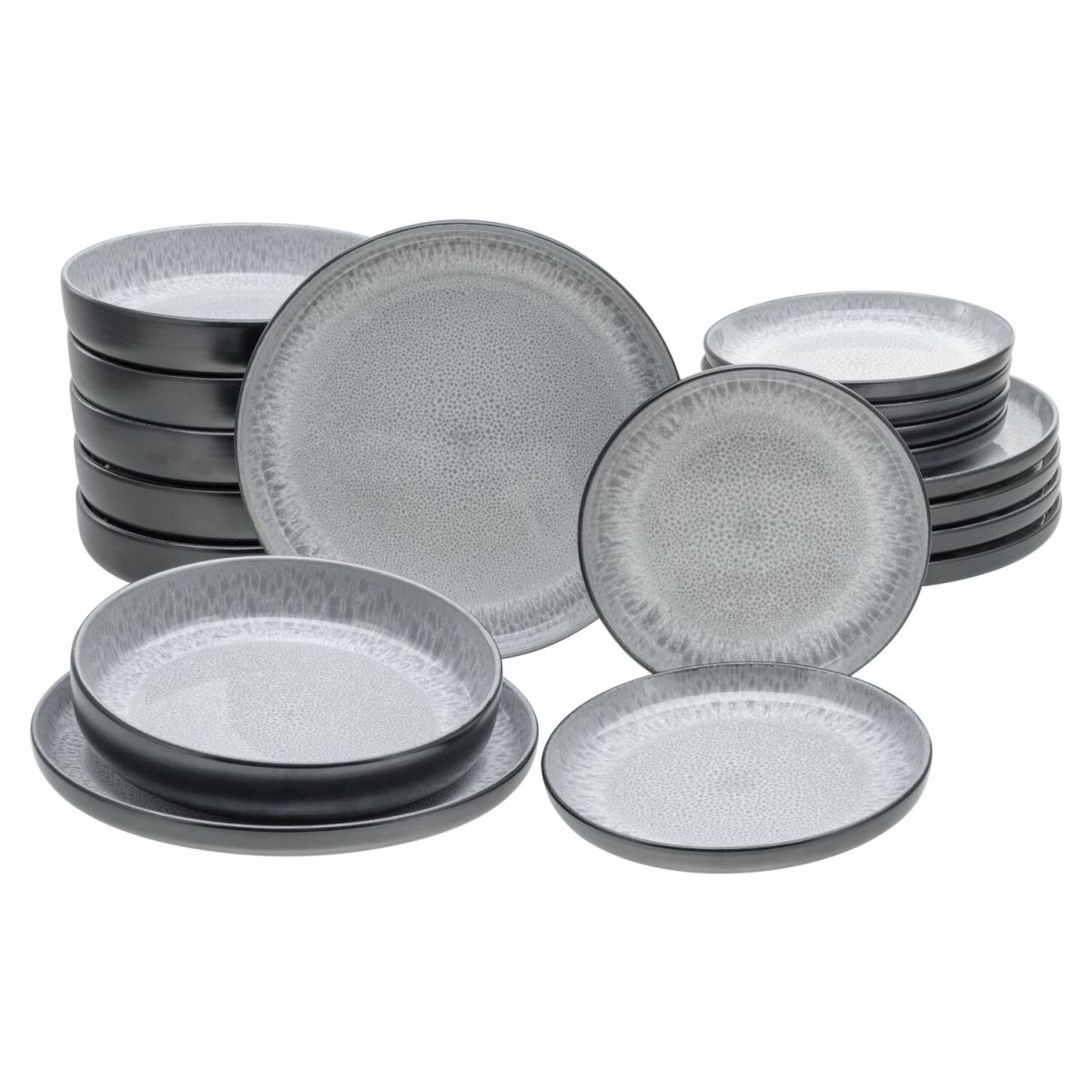 Nordic Fjord - Set di piatti da 18 pezzi CreaTable; grigio