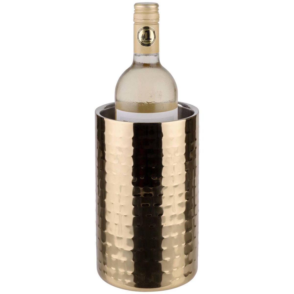 Buddy’s Bar Flaschenkühler, Edelstahl, Hammerschlagoptik; 12x12x20 cm (LxBxH); gold