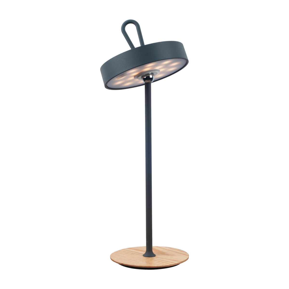 NÄVE Leuchten LED-Akku-Tischleuchte ELLI 13x13x13x36 cm (LxBxØxH); grau; Gestell braun
