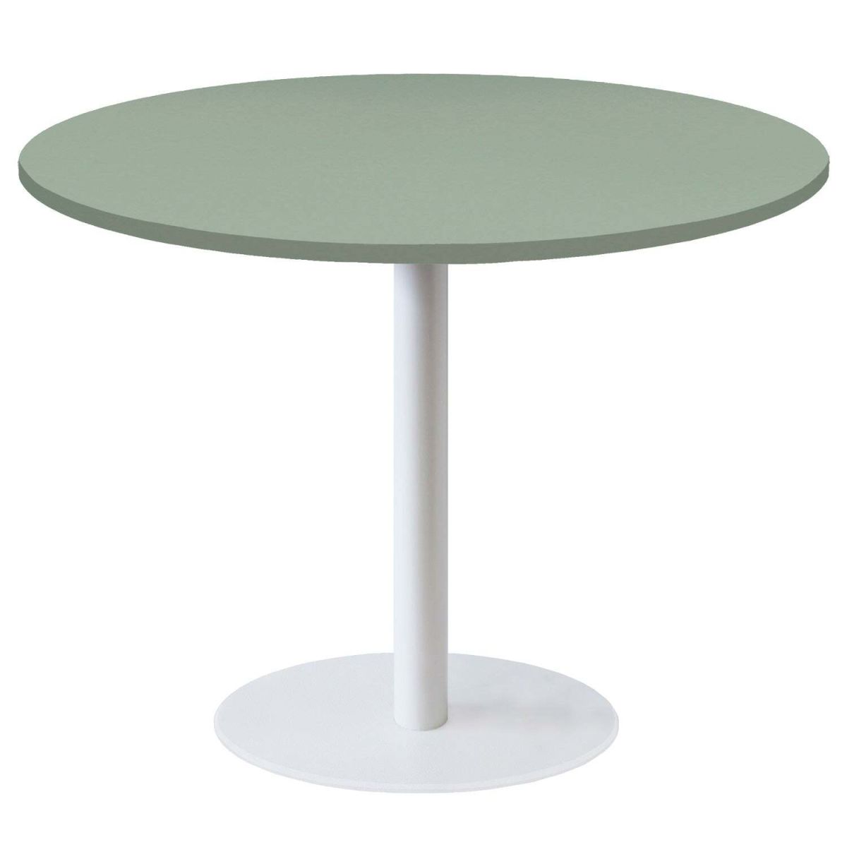 Tavolo Roma XL rotondo base bianco - laminato tinta unita RestooTab; 75x120 cm (HxØ); verde chiaro; rotonda