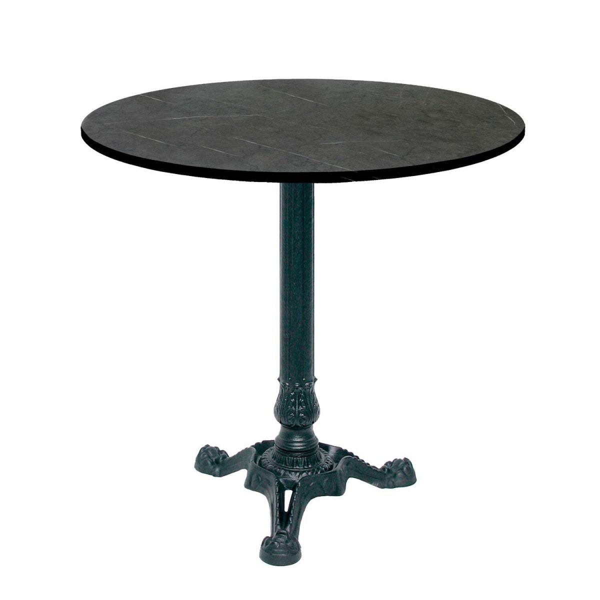 RestooTab Tisch Bistrot rund - Dekor Stein & Holz 70x70x75x70 cm (LxBxHxØ); schwarz/dunkelgrau; Gestell schwarz; rund