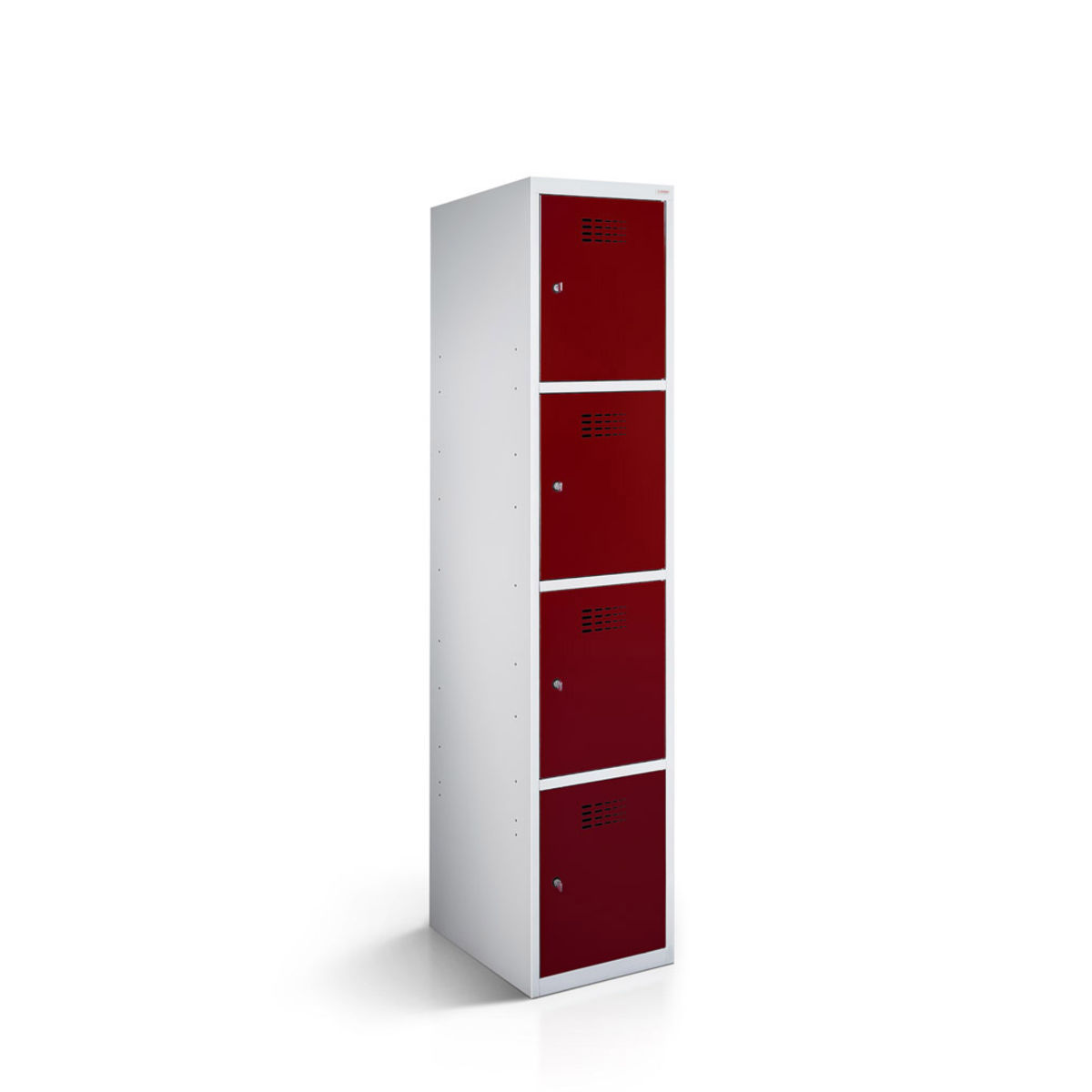 rotstahl Fächerschrank 4 Fächer mit lichtgrauem Korpus 30x50x180 cm (BxTxH); bordeaux
