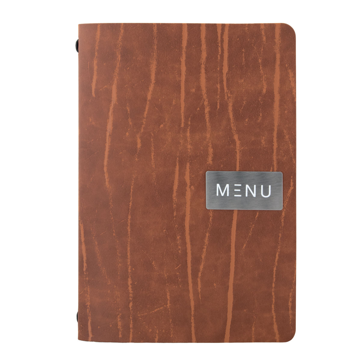 Carta A4 Leather - Marrone - Linea Ruga - 100% pelle ecologica - Targhetta Menu + targhetta neutra incluse - 4 facciate Securit; 17x25 cm (LxH); marrone