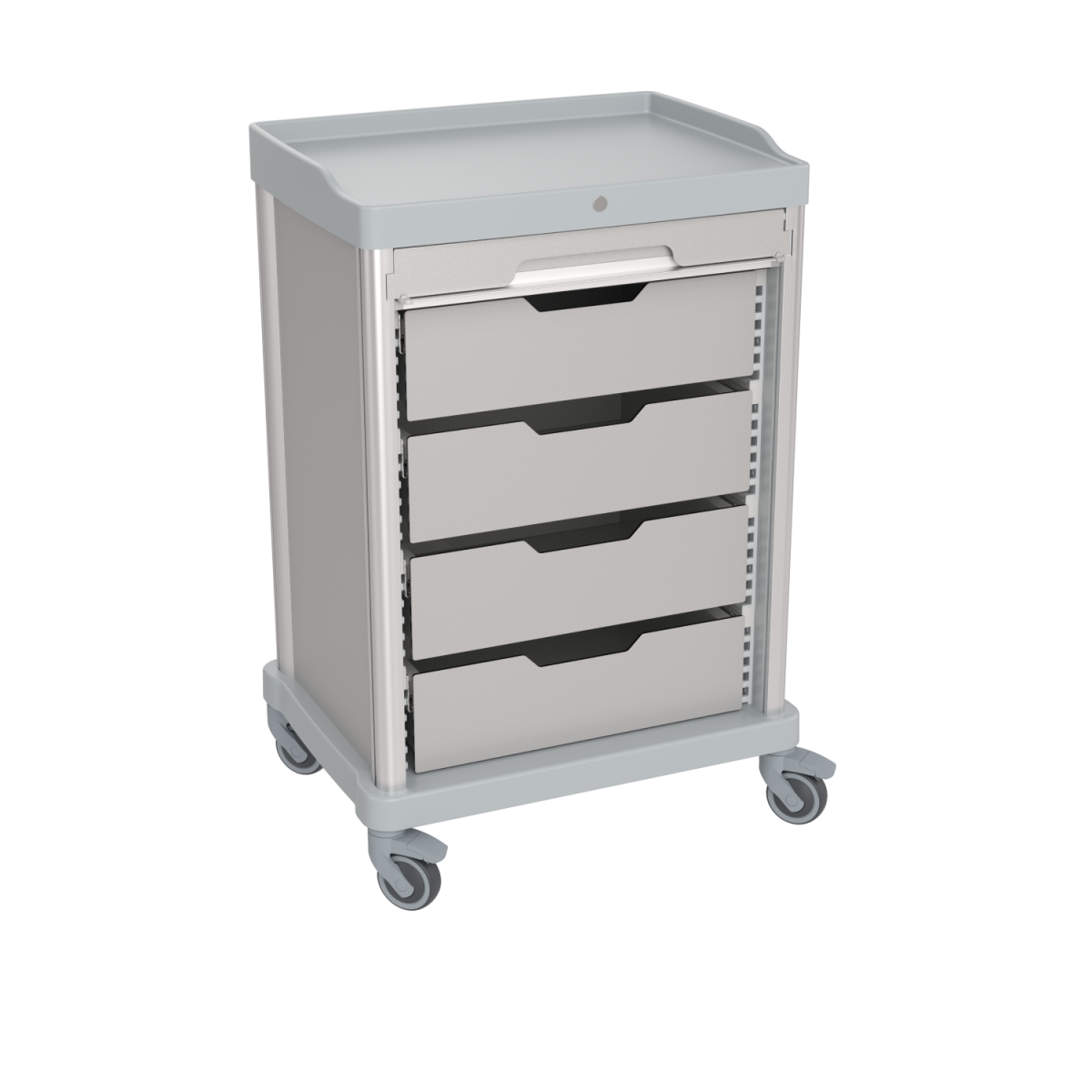 QUATRO Minibarauffüllwagen mit Rollladen und 4 Schubladen 72x110 cm (BxH); grau