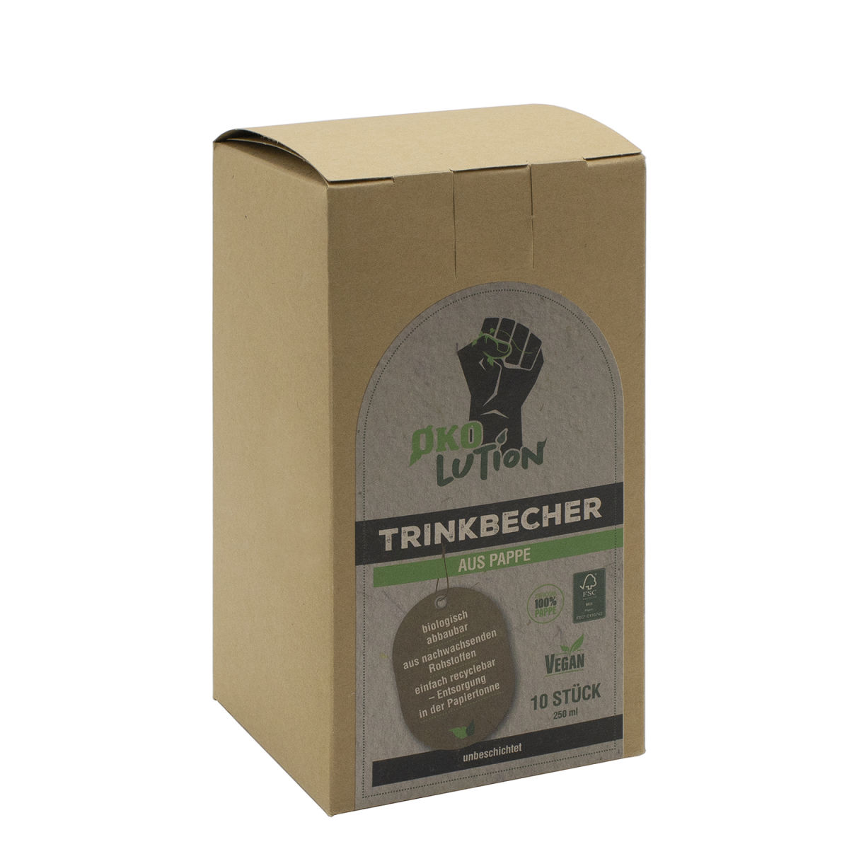 Ökolution Pappbecher 250 ml; weiß; 560 Stück / Pack