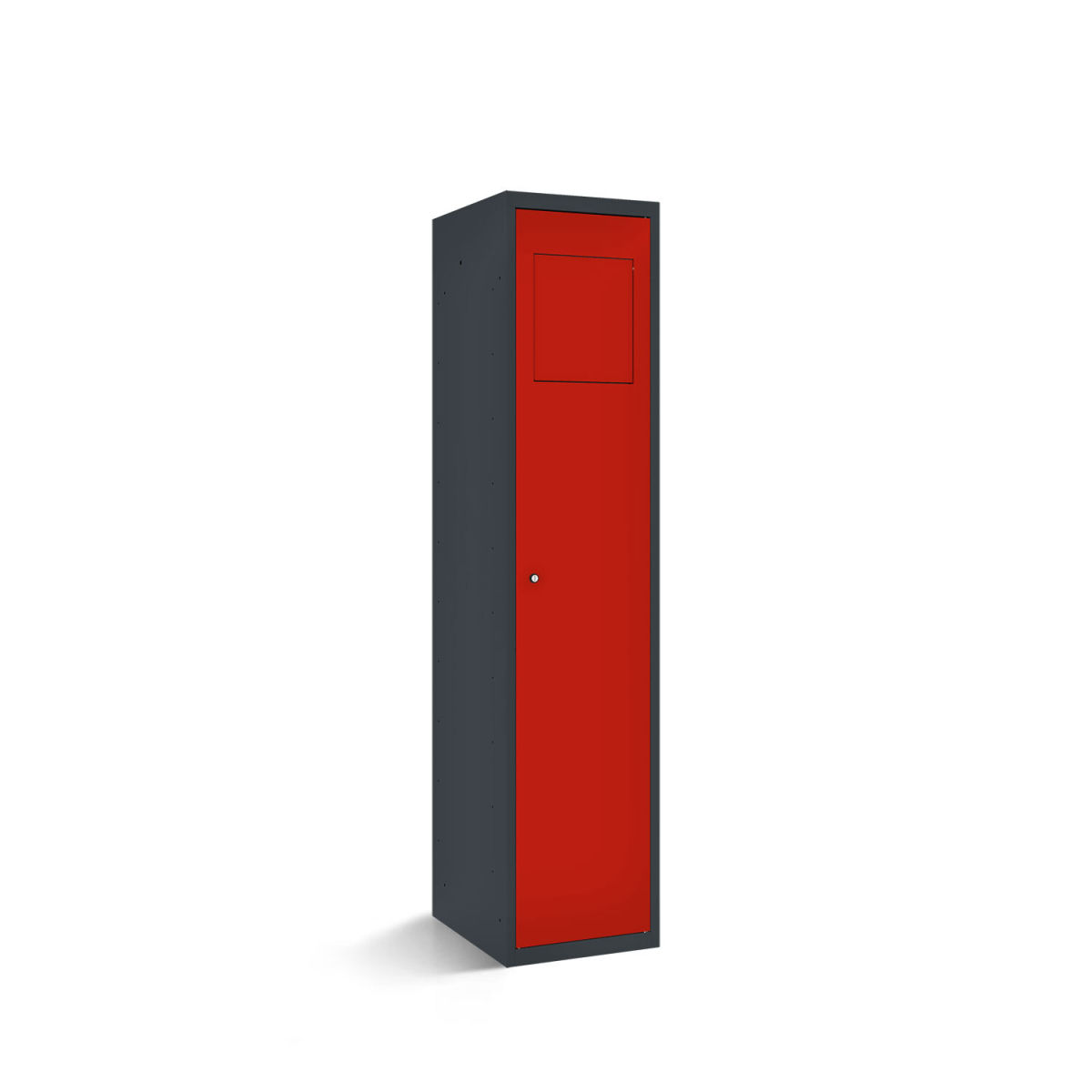 rotstahl Wäschesammelschrank mit Einwurfklappe mit anthrazitgrauem Korpus 40x50x180 cm (BxTxH); rot
