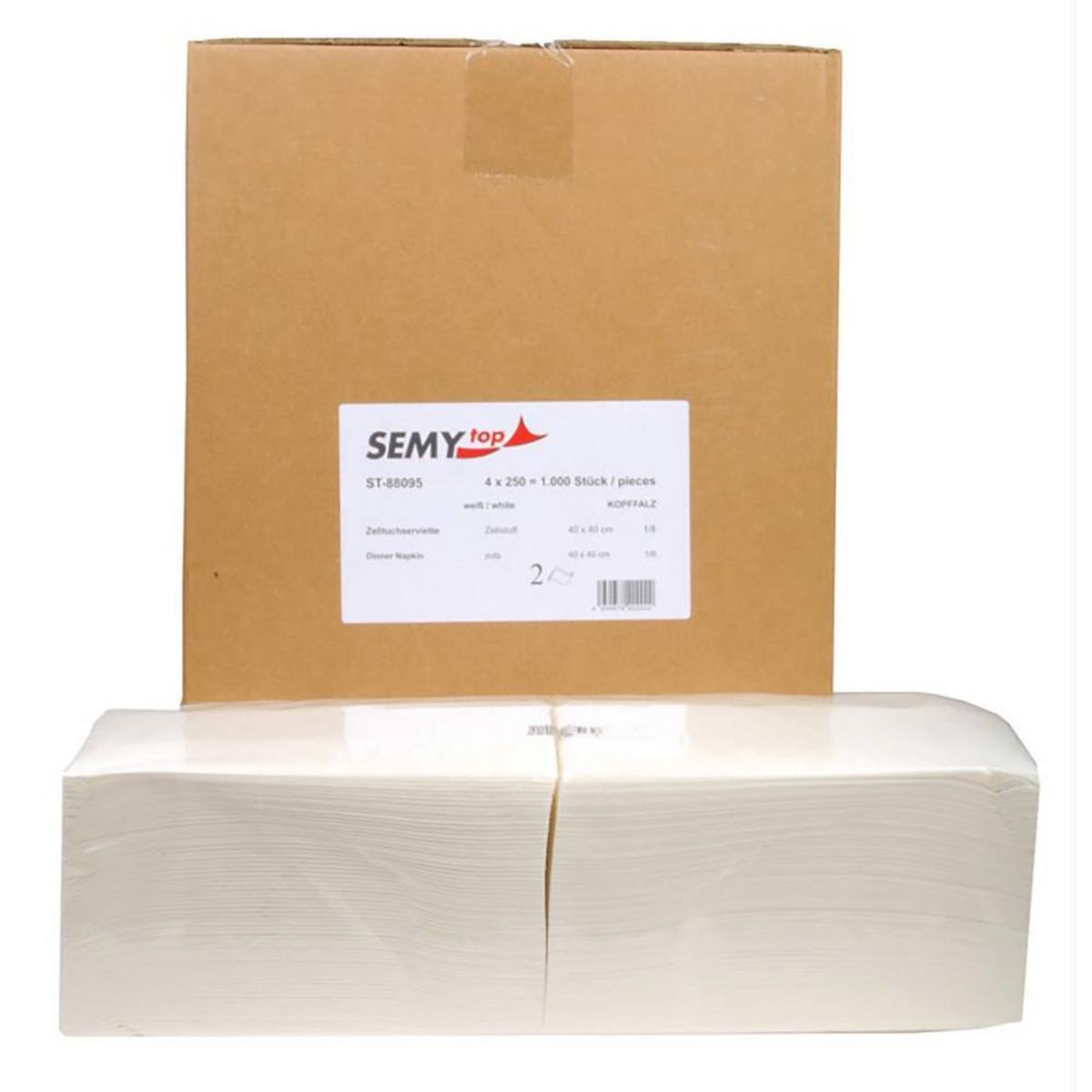 Plock Servietten, 2-lagig, Falzung 1/8, 40 x 40; 40x40 cm (BxL); weiß; 1000 Stück / Pack