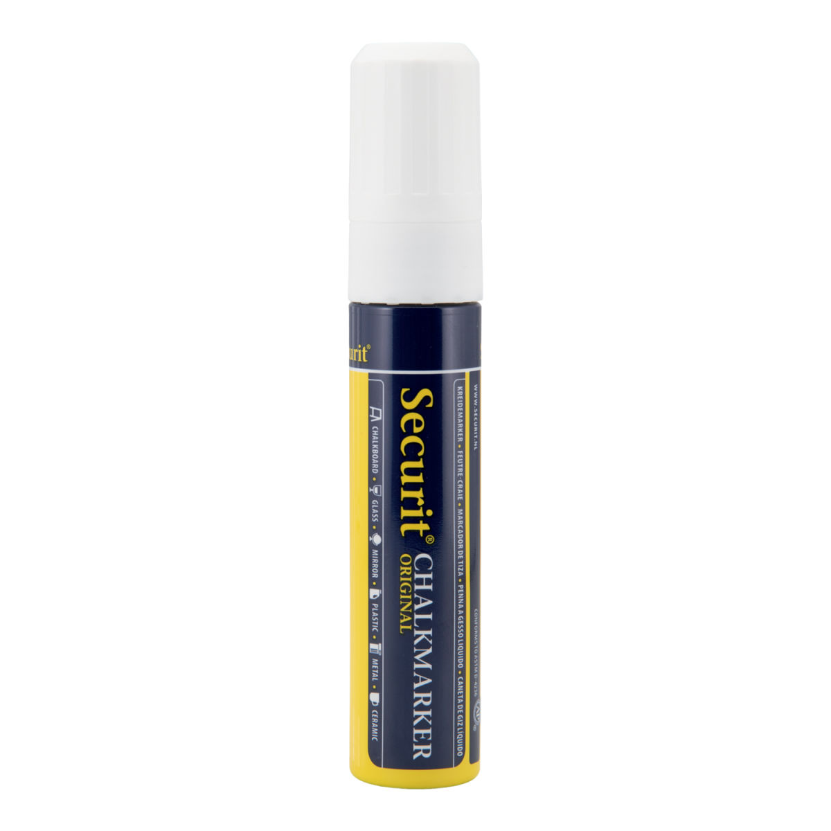 Pennarello a gesso liquido Punta rettangolare 7-15mm Securit; 2.7 cm (L), lunghezza carattere 27 mm; bianco