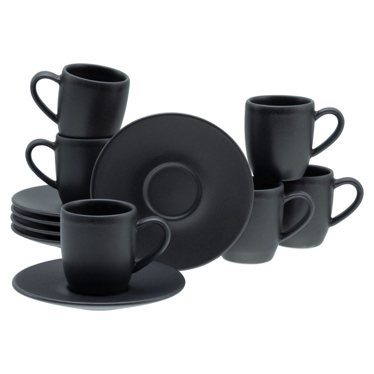 CreaTable Soft Touch Black - Espressotassen Set 12-tlg schwarz