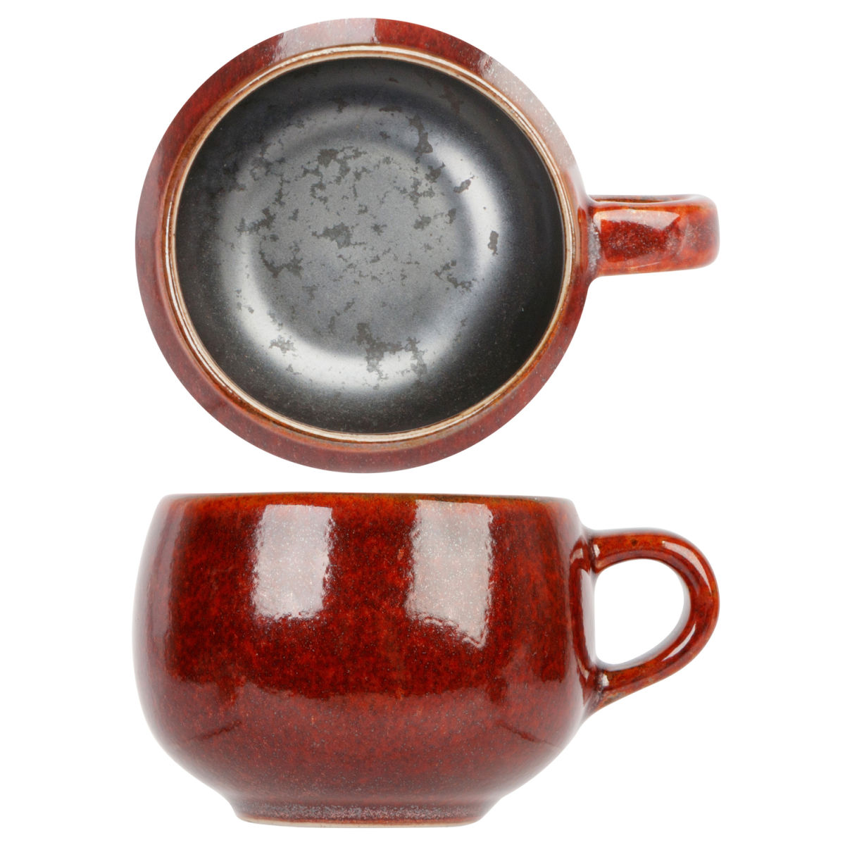 Cosy & Trendy Elements Maroon Espressotasse 10Cl D6Xh4,8Cm Mit Henkel 100 ml, 9.5x7.3x6x4.5 cm (LxBxØxH); rostbraun/anthrazit; rund; 12 Stück / Pack