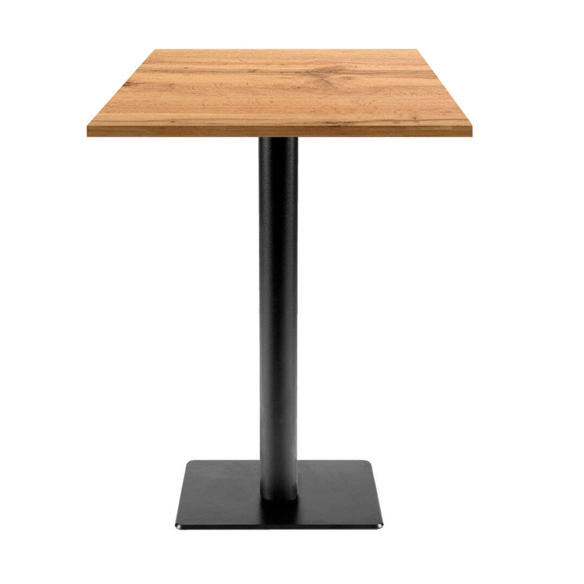 RestooTab Stehtisch Milan T quadratisch - Dekor Holz 60x60x113 cm (LxBxH); Platte eiche, Gestell schwarz; quadratisch