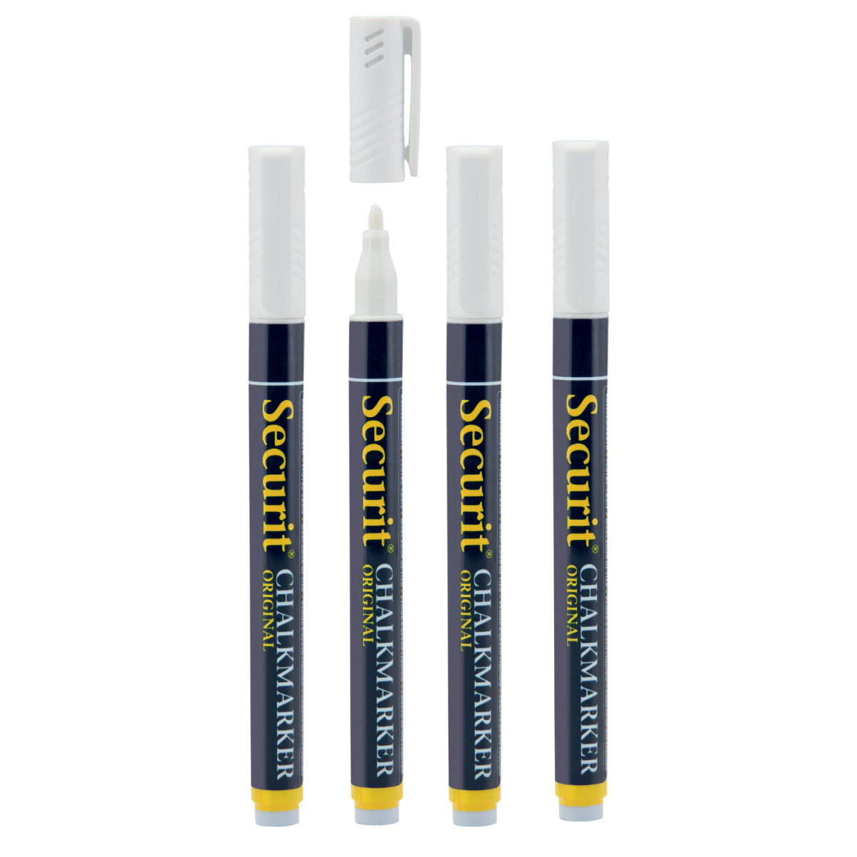 Set di 4 pennarelli a gesso liquido Punta tonda 1-2mm Securit; 1.5 cm (L), lunghezza carattere 15 mm; bianco