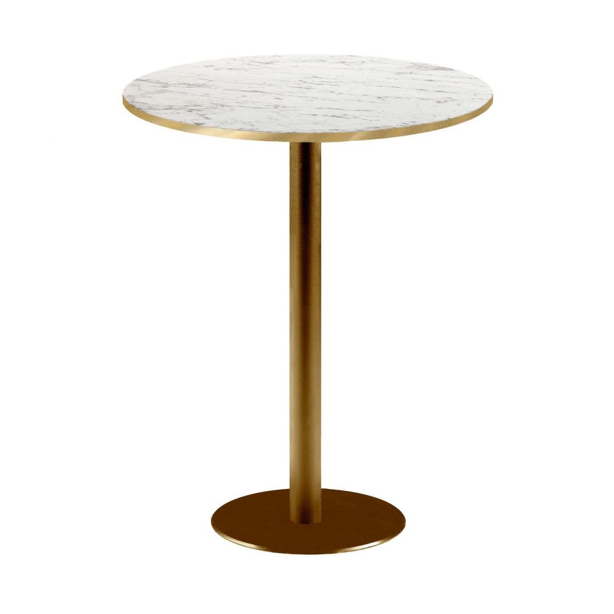 RestooTab Stehtisch Rome rund Gestell goldmetallic - Kanten messingfarben 113x60 cm (HxØ); Platte weiß/marmoriert/messing, Gestell messing; rund
