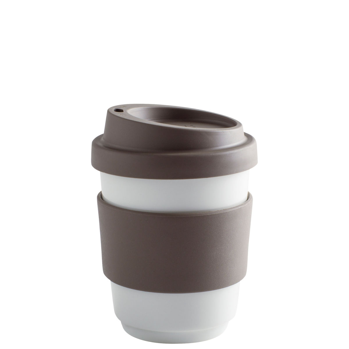 Kahla Becher + Trinkdeckel + Banderole fillit 270 ml, 8x9.6 cm (ØxH); taupe; rund