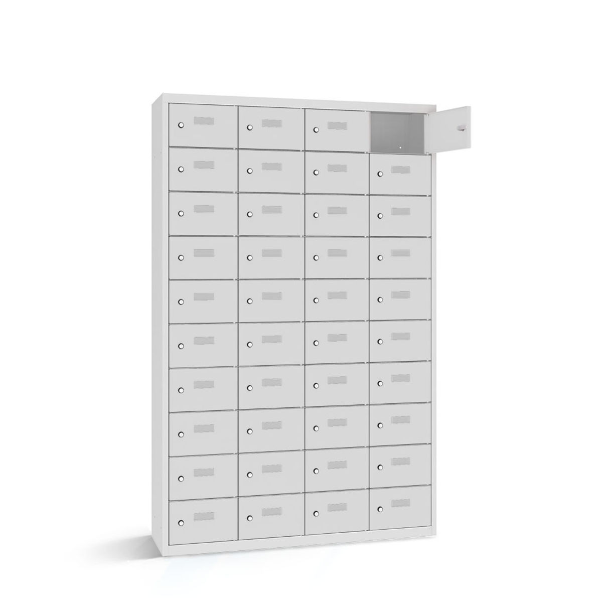rotstahl Wertfachschrank 40 Fächer mit lichtgrauem Korpus 115x50x180 cm (BxTxH); hellgrau