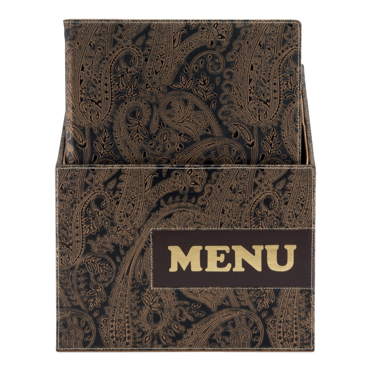 Scatola con 10 Carte A4 Design - Paisley - 4 facciate Securit; 27x35 cm (LxH); marrone