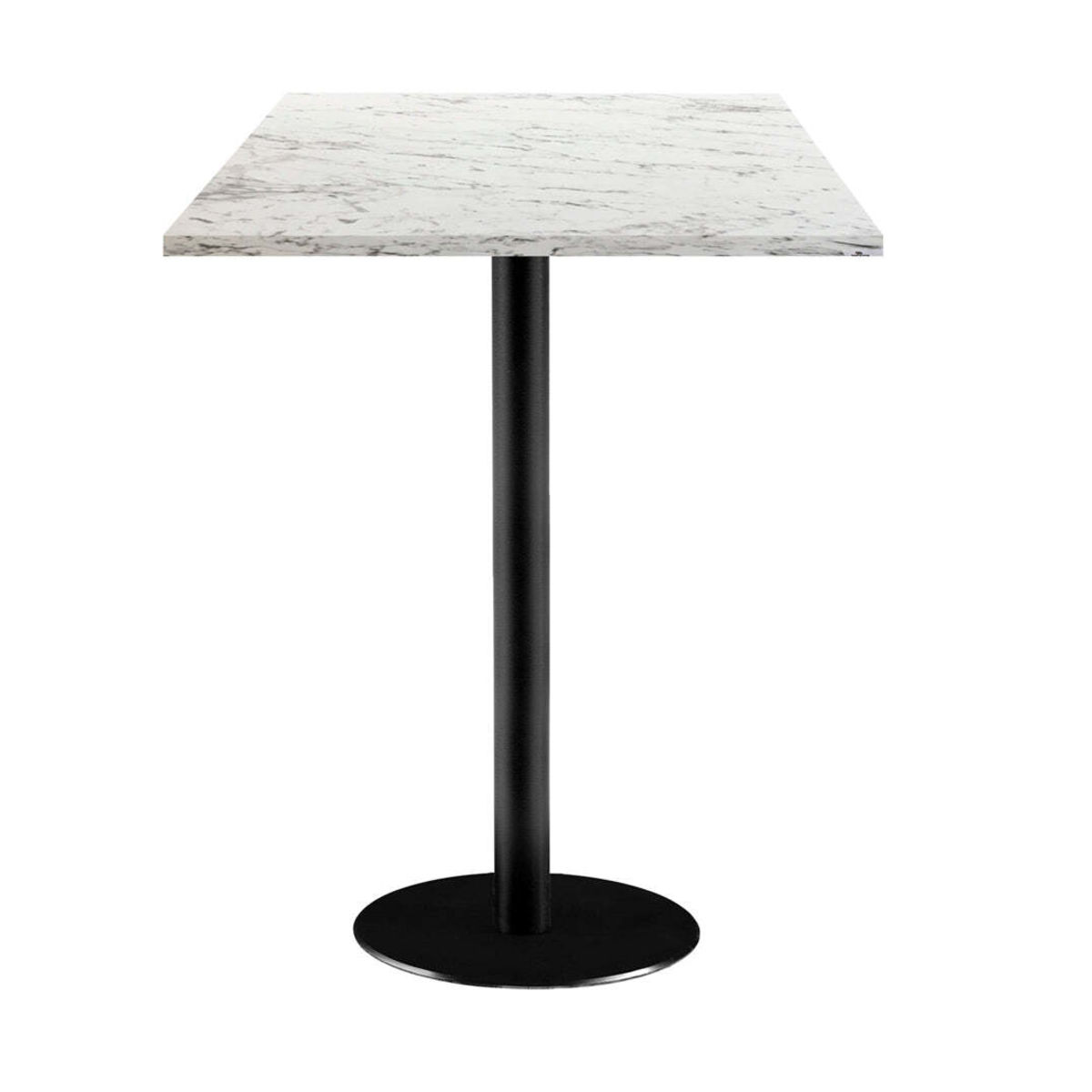 RestooTab Stehtisch Rome quadratisch - Dekor Stein 60x60x113 cm (LxBxH); Platte weiß/steingrau/marmoriert, Gestell schwarz; quadratisch