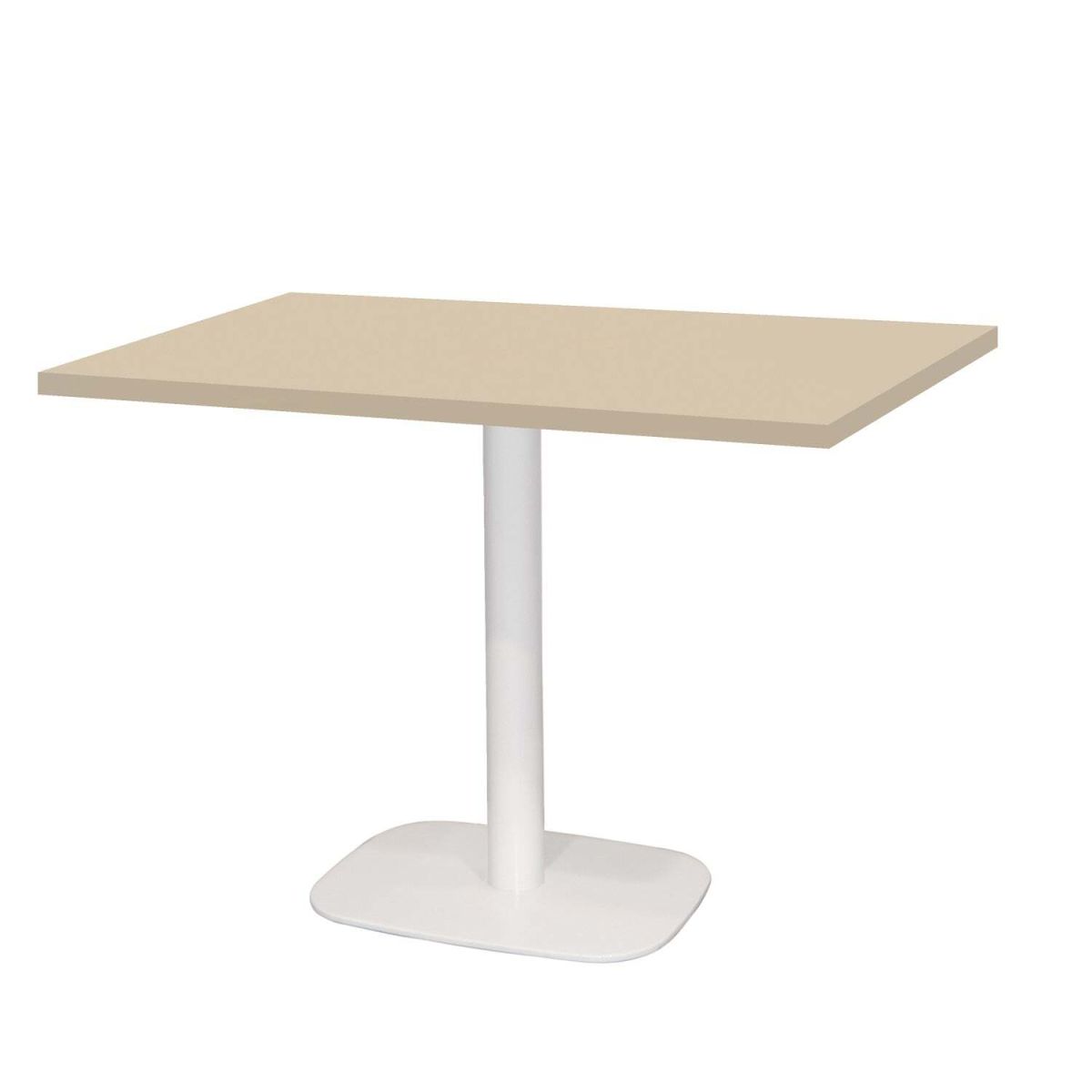 Tavolo Round rettangolare base bianco - laminato tinta unita RestooTab; 120x70x75 cm (LxLxH); beige; rettangolare