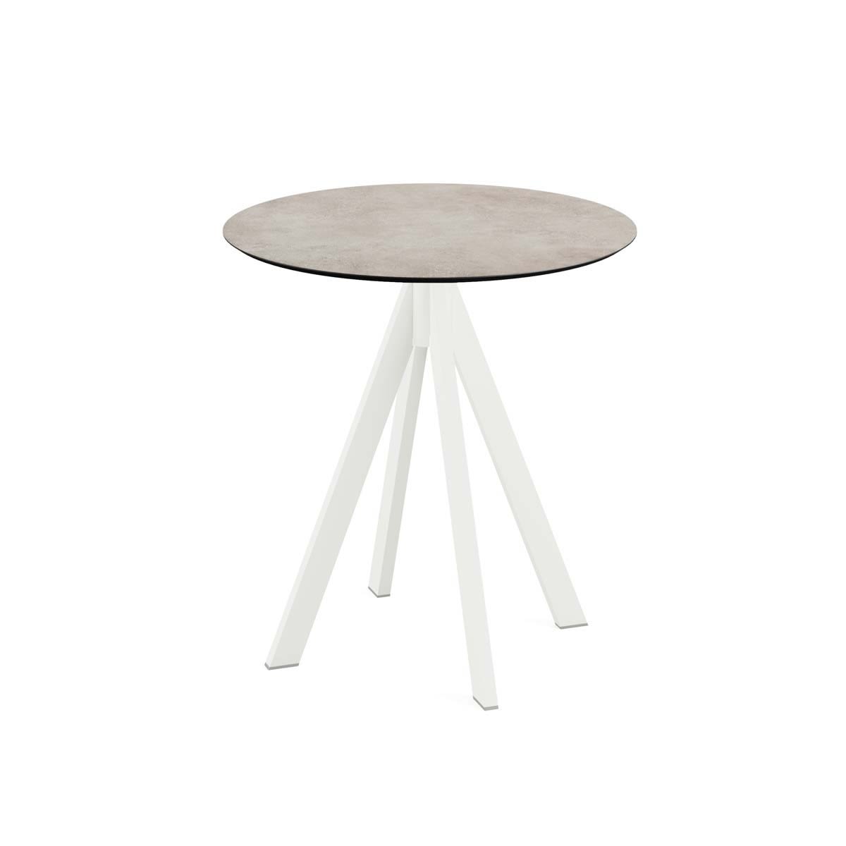 Feros Terrassentisch Infinity Weiß Gestell + HPL rund 73.2x70 cm (HxØ); sand; rund