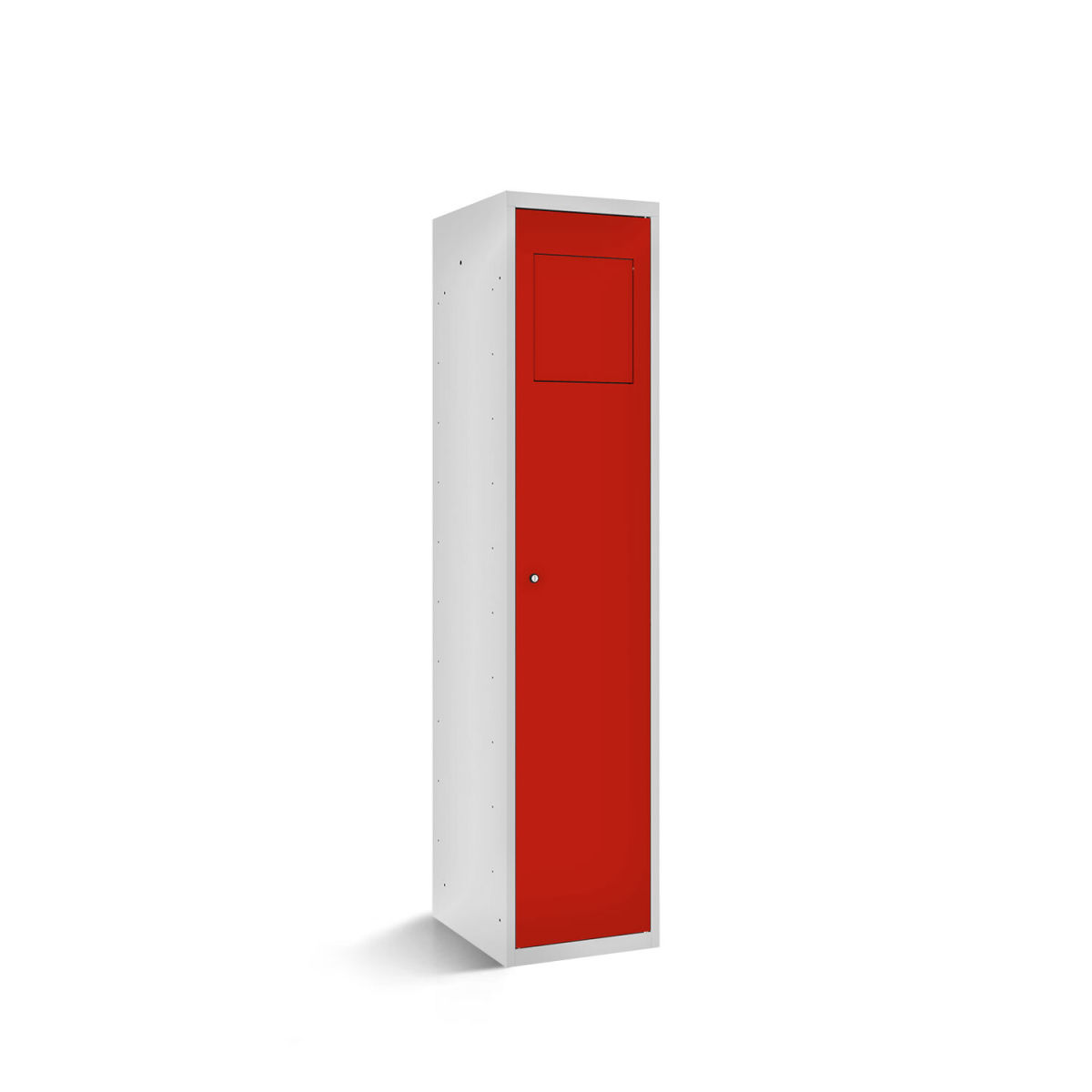 rotstahl Wäschesammelschrank mit Einwurfklappe mit lichtgrauem Korpus 40x50x180 cm (BxTxH); rot