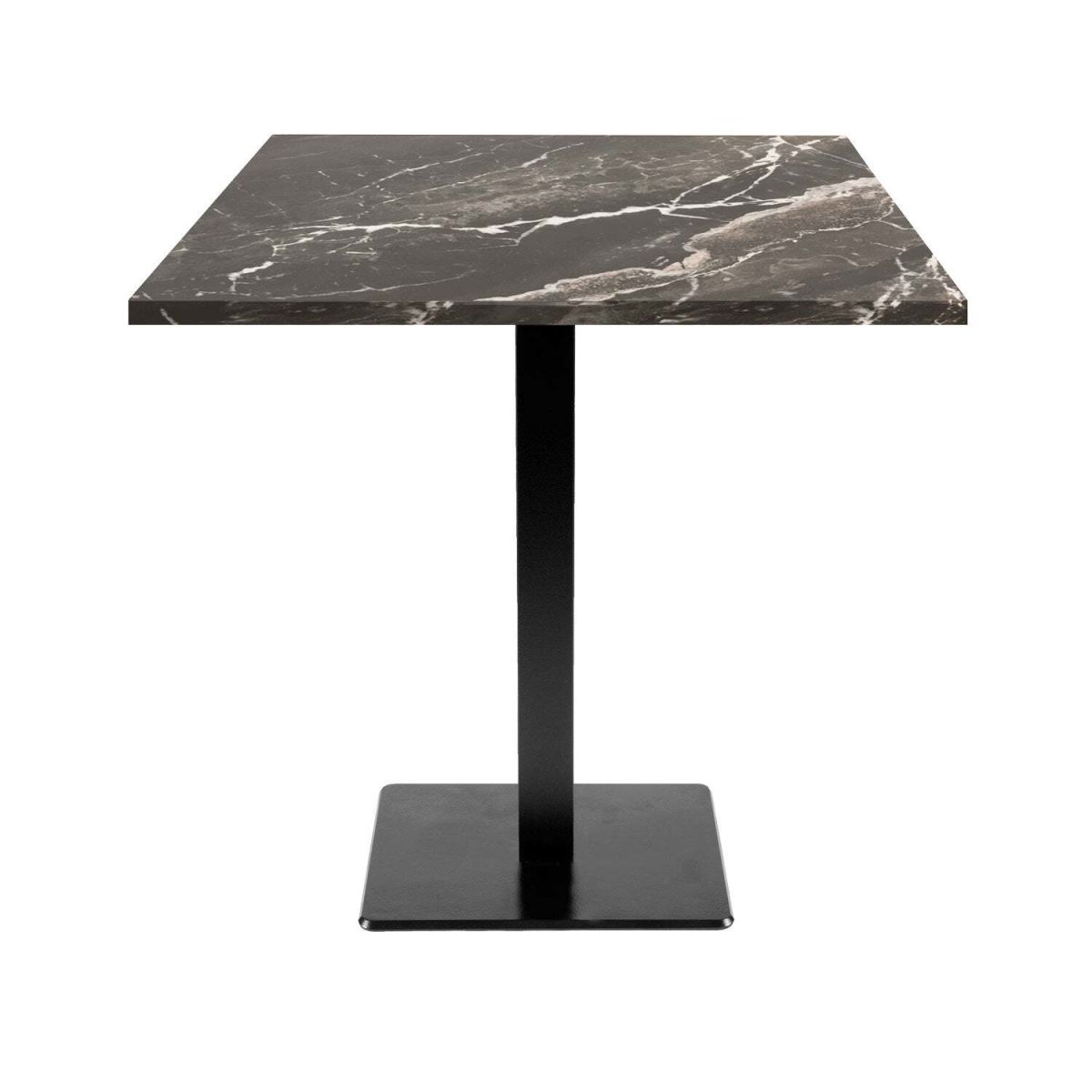 RestooTab Tisch Milan quadratisch - Dekor Stein & Holz 70x70x75 cm (LxBxH); Platte schwarz, Gestell schwarz; quadratisch