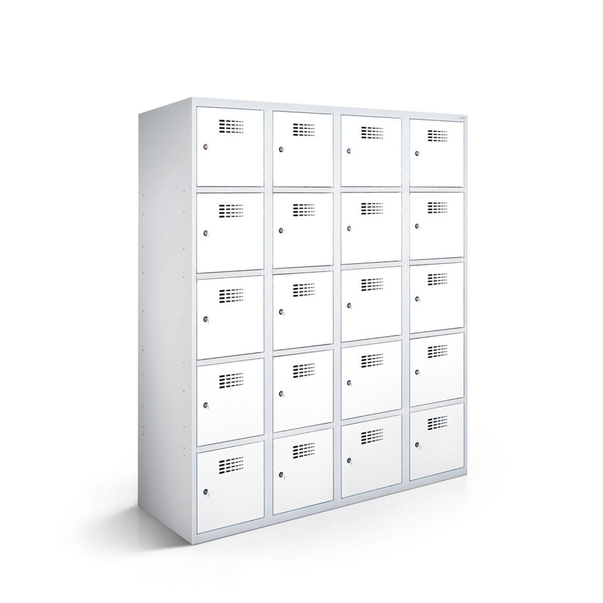 rotstahl Fächerschrank 20 Fächer mit lichtgrauem Korpus 120x50x180 cm (BxTxH); weiß