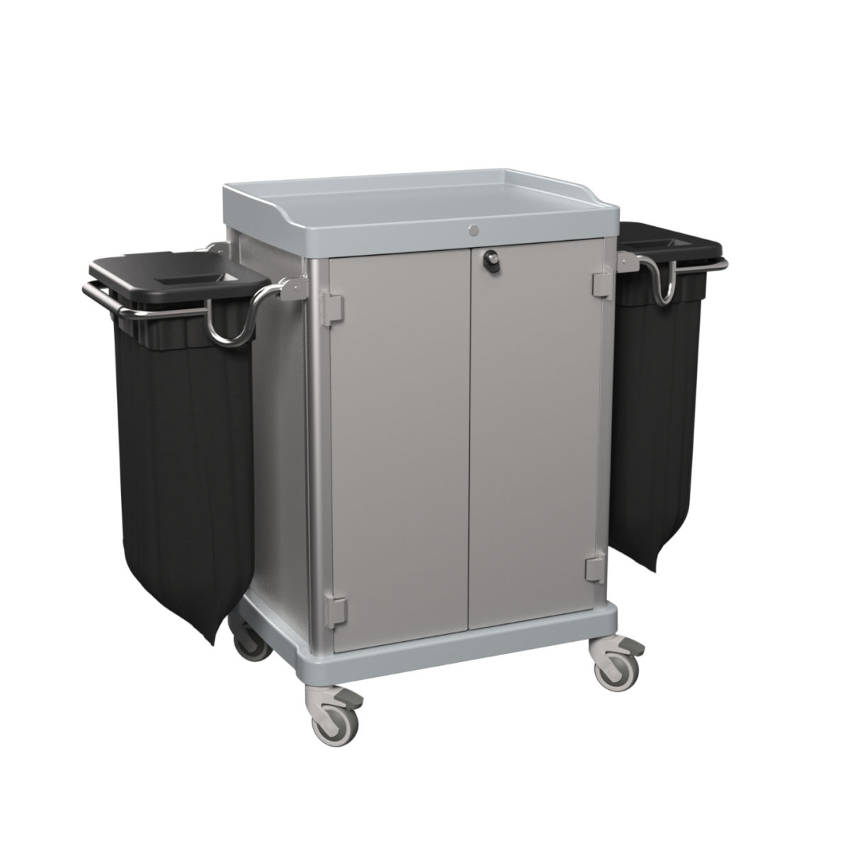 QUATRO Praktischer Housekeepingwagen mit Türen V3 Grau 142x110 cm (BxH); grau