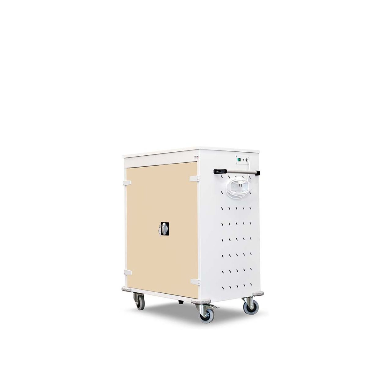 rotstahl Laptopwagen 16 Fächer mit lichtgrauem Korpus 92x106 cm (BxH); elfenbein