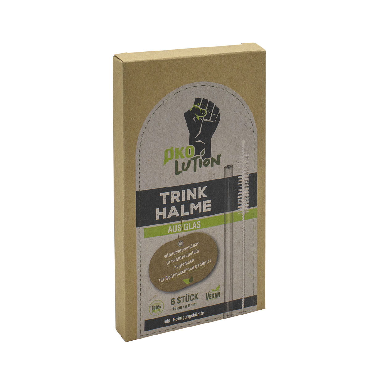 Ökolution Glas-Trinkhalme transparent; 480 Stück / Pack
