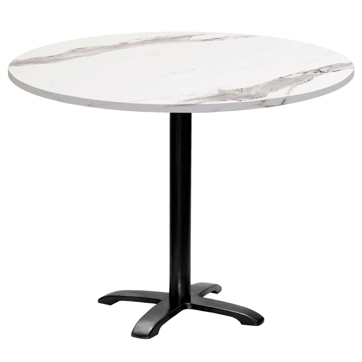 RestooTab Tisch Bazila rund - Dekor Stein 74x110 cm (HxØ); Platte weiß, Gestell schwarz; rund