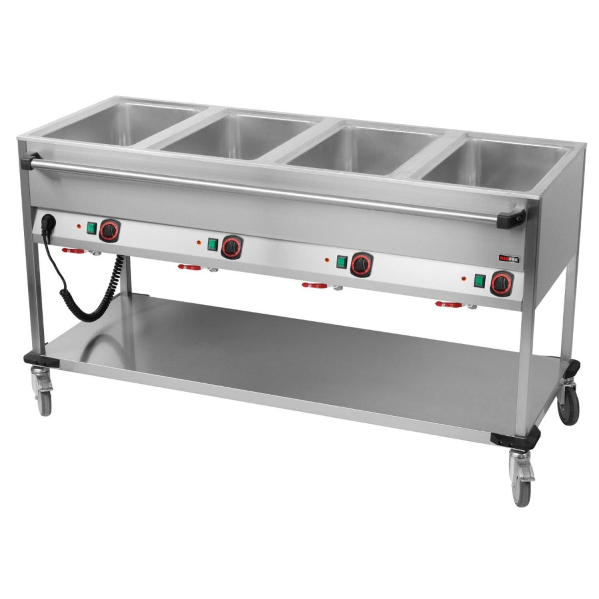 A&S Polarny Bain-Marie-Wagen-Fahrbar 4x GN 1/1 165x90x70 cm (BxHxT); edelstahl