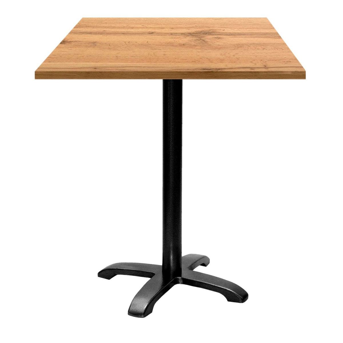 RestooTab Stehtisch Bazila quadratisch - Dekor Holz & Uni 70x70x113 cm (LxBxH); Platte eiche, Gestell schwarz; quadratisch