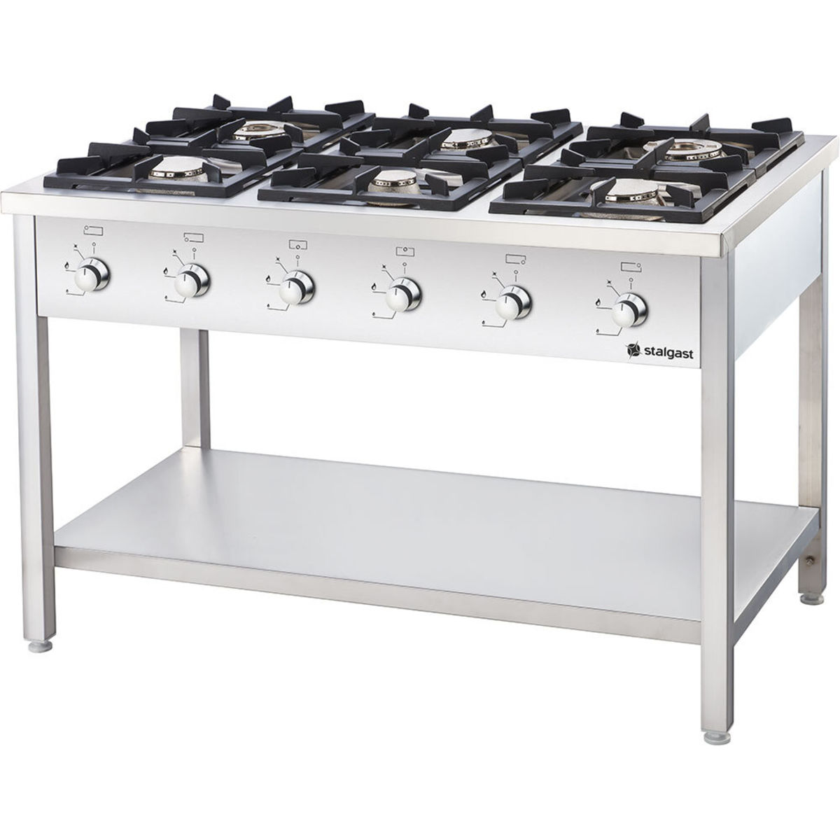 Stalgast Gasherd Serie 700 - G20, 6-Brenner 120x70x85 cm (BxTxH); silber