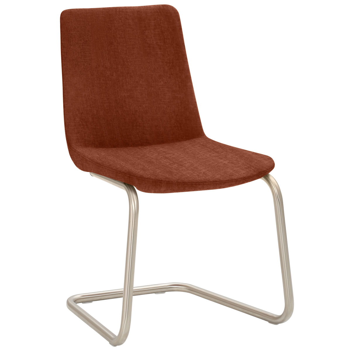 Mayer Sitzmöbel Freischwinger Stuhl Samt Stoff 53x54x87 cm (BxTxH); Sitz rostbraun, Gestell edelstahl