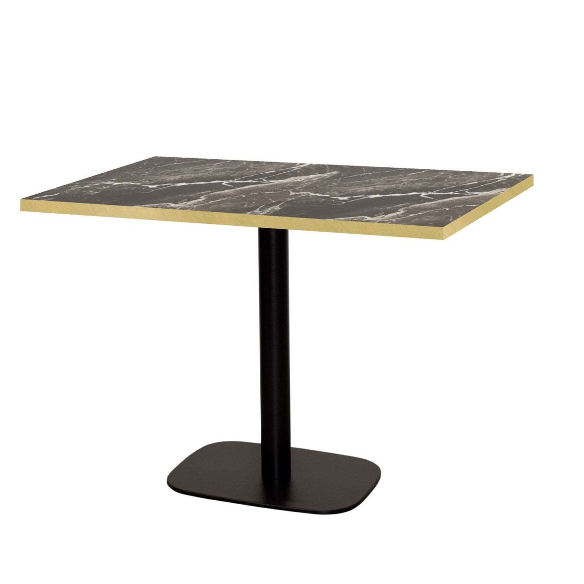 RestooTab Tisch Round rechteckig - Kanten messingfarben 120x70x75 cm (LxBxH); Platte schwarz/braun/messing, Gestell schwarz; rechteckig