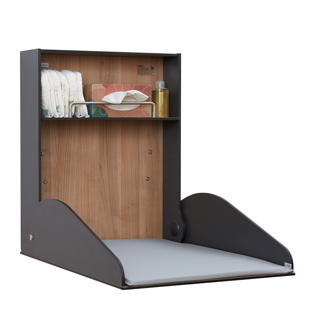 timkid Wandwickeltisch KawaHPL 58.3x83.5x80 cm (BxTxH); anthrazit/braun