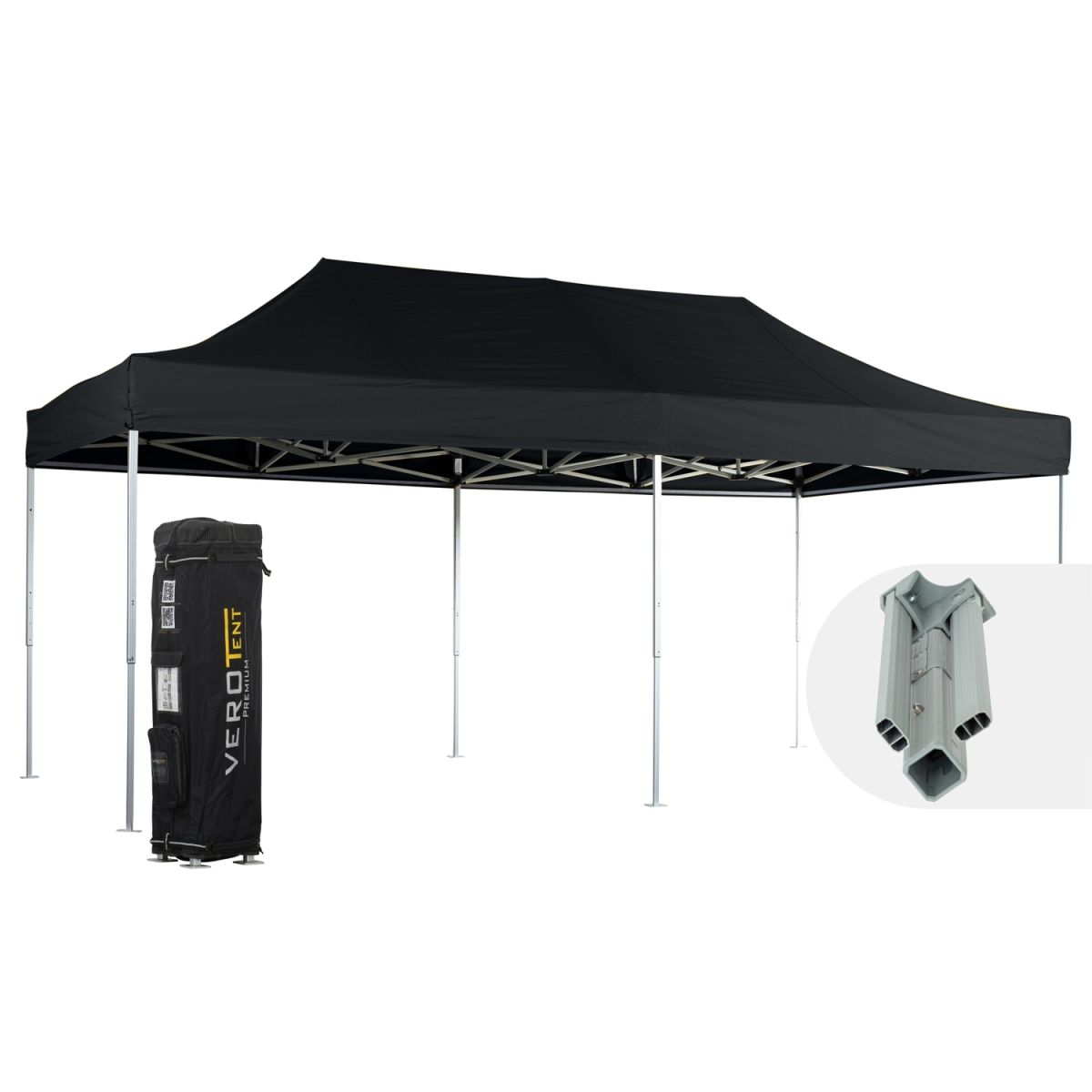 VeroTENT VeroTENT Faltpavillon 4x8m Classic mit Dach 400x800x400 cm (LxBxH); schwarz