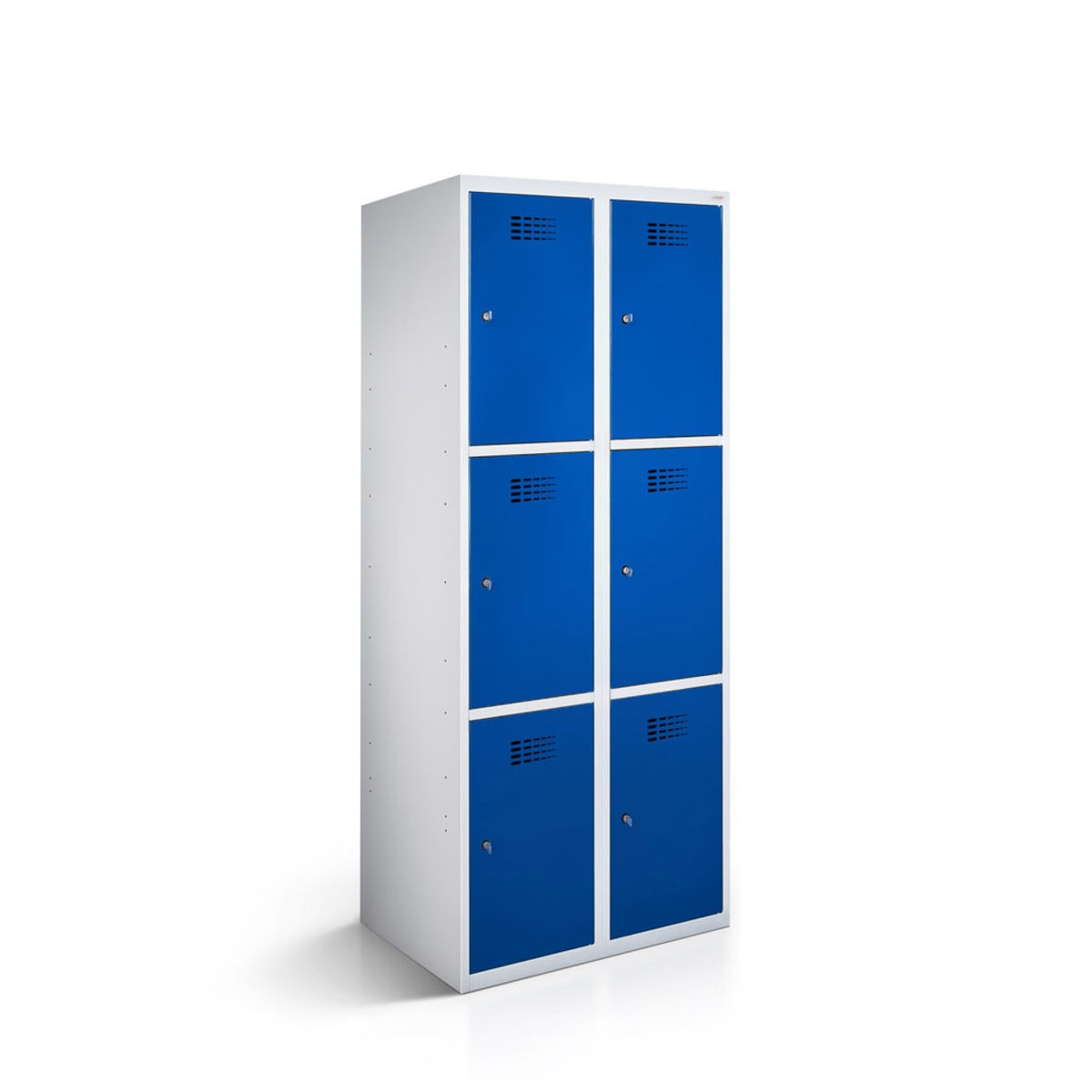 rotstahl Fächerschrank 6 Fächer mit lichtgrauem Korpus 80x50x180 cm (BxTxH); dunkelblau