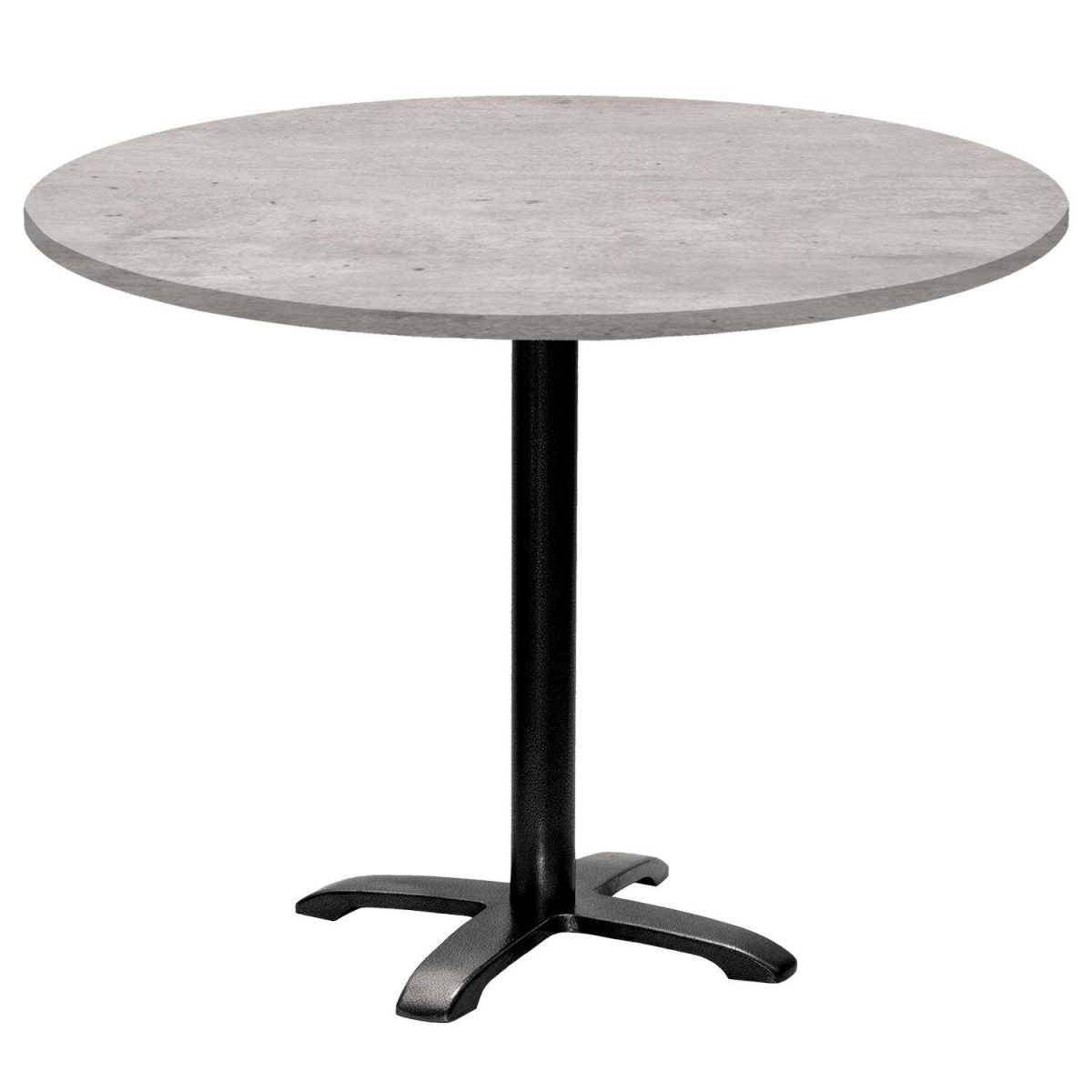 RestooTab Tisch Bazila rund - Dekor Stein 74x110 cm (HxØ); Platte grau/beton, Gestell schwarz; rund