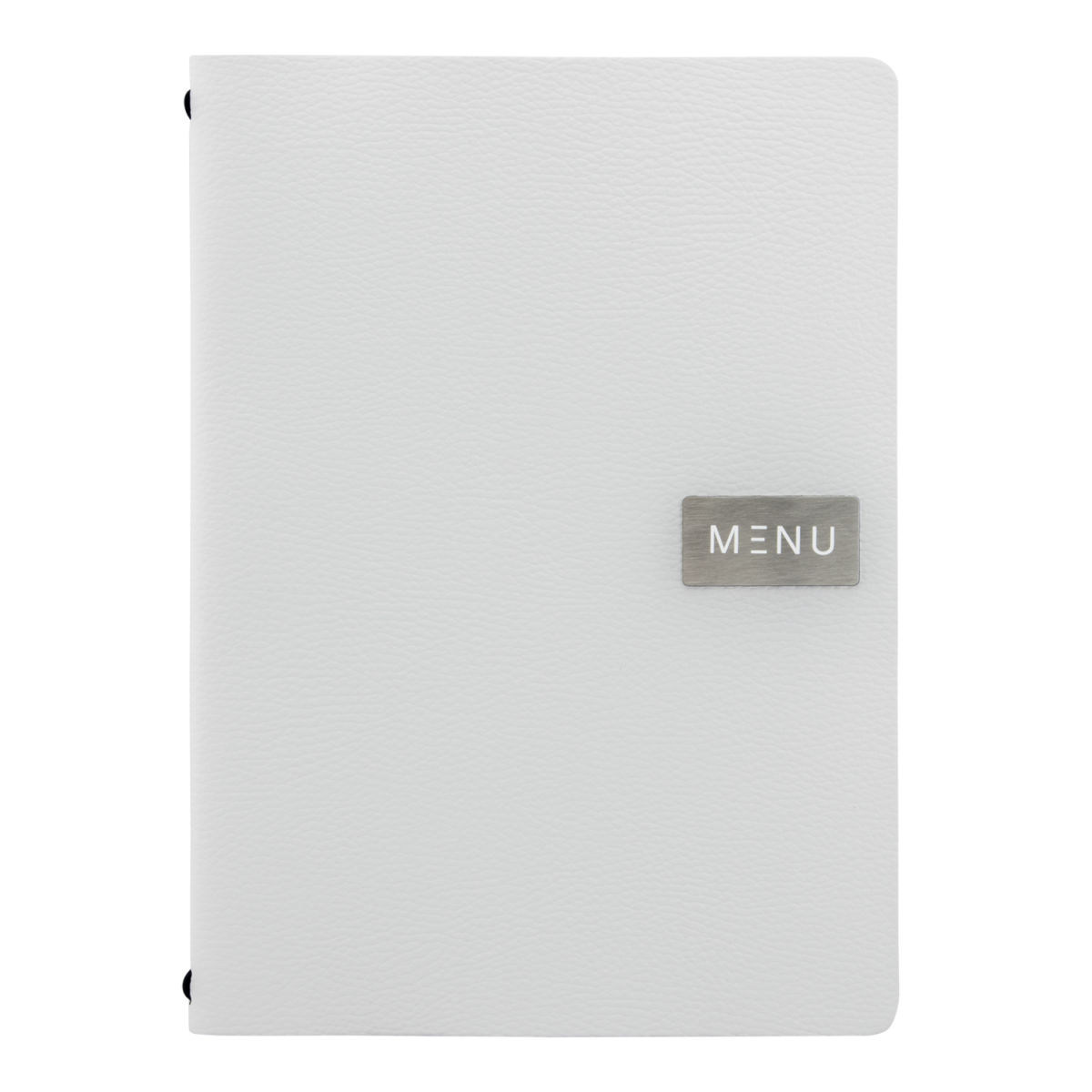 Carta A4 Leather - Bianco - Linea Raw - 100% pelle ecologica - Targhetta Menu + targhetta neutra incluse - 4 facciate Securit; 24x33.5 cm (LxH); bianco