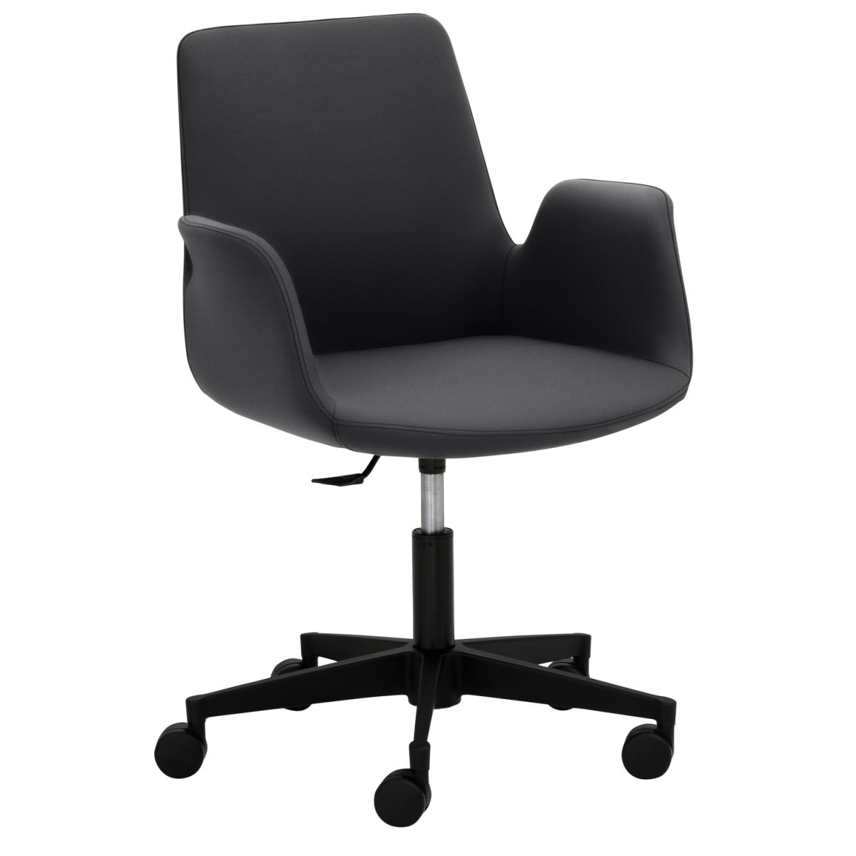 Mayer Sitzmöbel Sessel Drehsessel pflegeleichter Mikrofaser-Stoff in lederähnlicher Optik 65x65x82 cm (BxTxH); Sitz anthrazit, Gestell schwarz