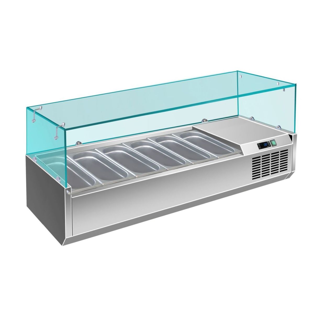 A&S Polarny Pizzakühlaufsatz mit Glasaufsatz 7x 1/3 GN 54600 ml, 150x46x39.5 cm (BxHxT); edelstahl