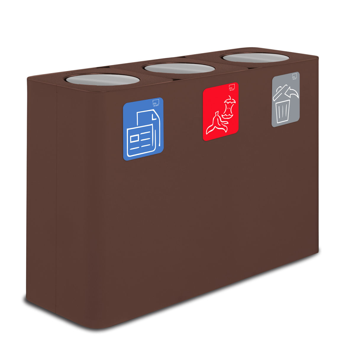 STIL CASA Stil Casa PURE Abfallsammelsystem, Stahl lackiert, Deckel mit Schwingdeckel 300 l, 115x39x80.3 cm (LxBxH); rostbraun; rechteckig