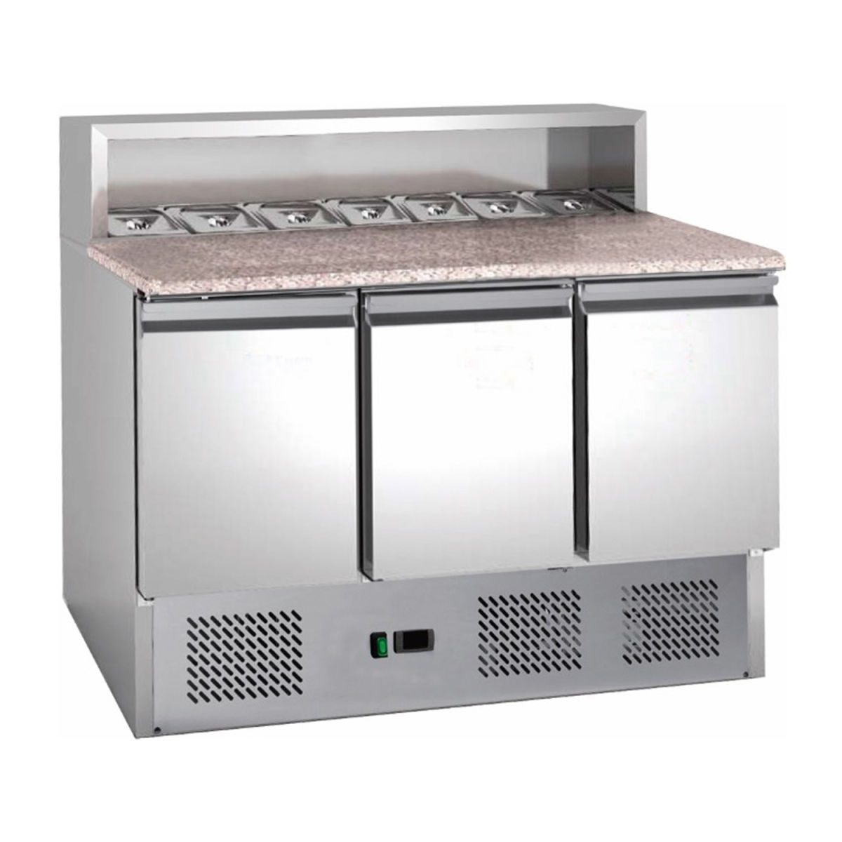A&S Polarny Saladette mit eingebauter Kühlung, 333 Liter; 333000 ml, 136.5x108.7x70 cm (BxHxT); silber
