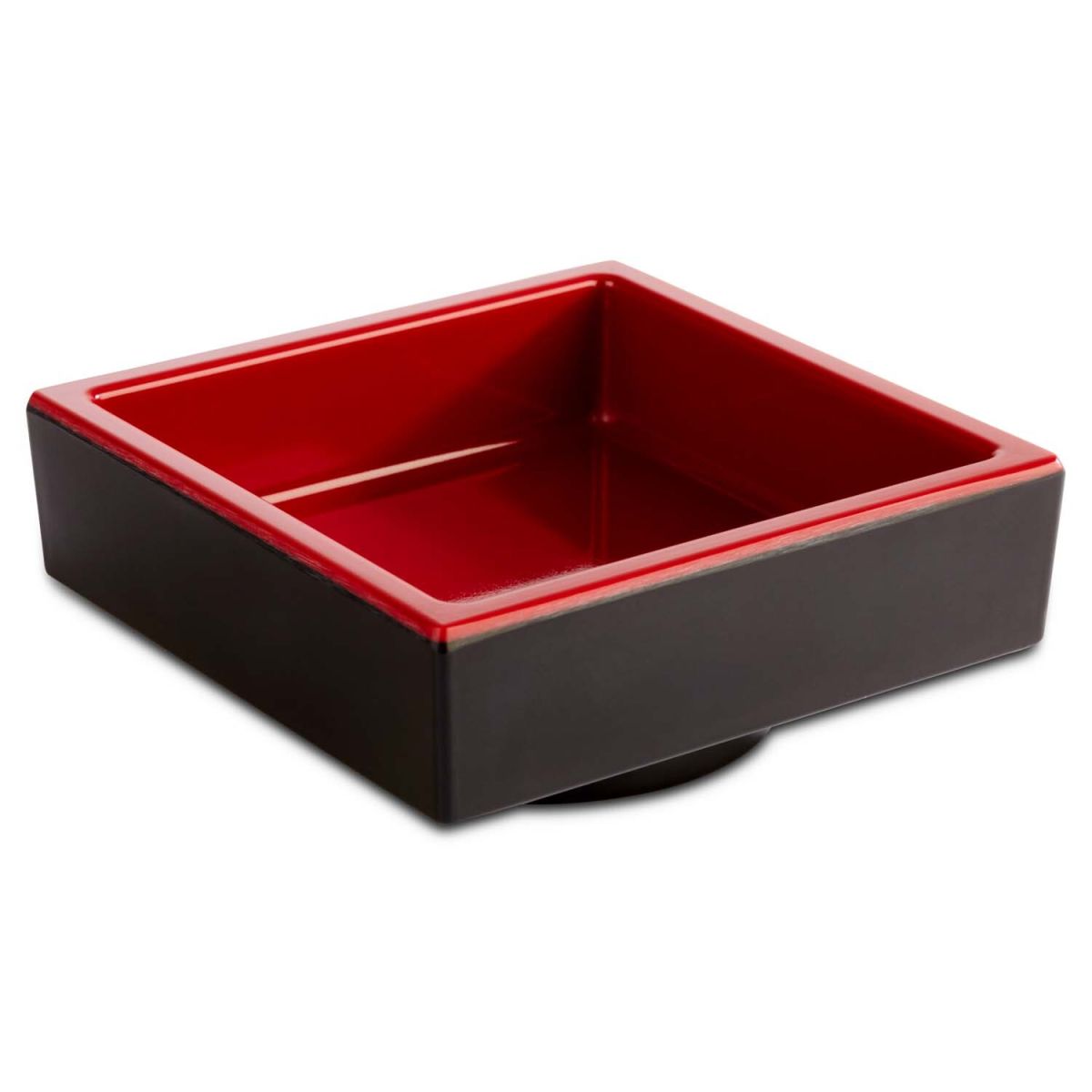 APS Schale ASIA PLUS, Melamin, eckig 50 ml, 7.5x7.5x3 cm (LxBxH); schwarz/rot; quadratisch