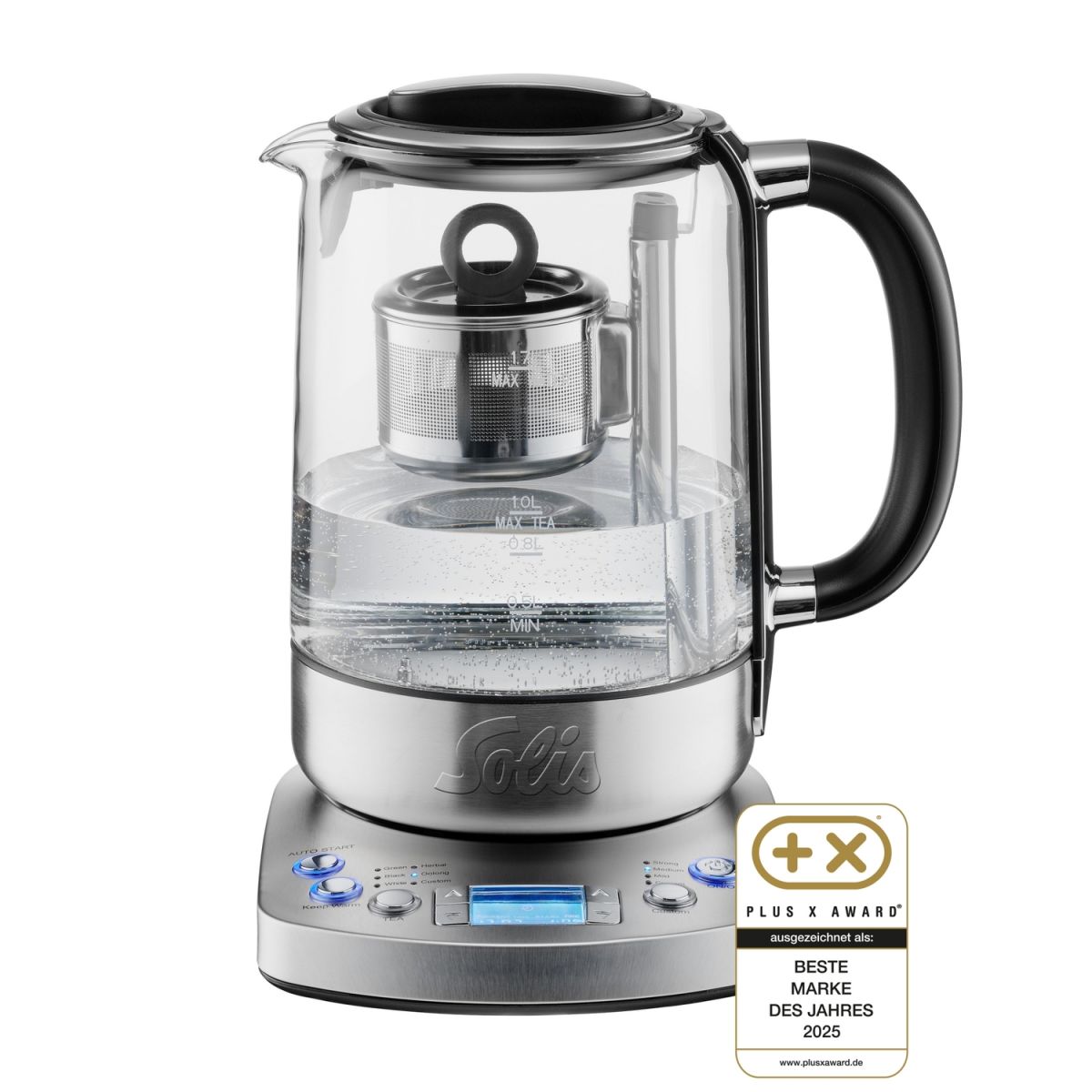 Solis Wasser- und Teekocher Teesieb, Wasserstandsanzeige, Warmhaltefunktion; 1700 ml, 29x22x17 cm (BxHxT); edelstahl