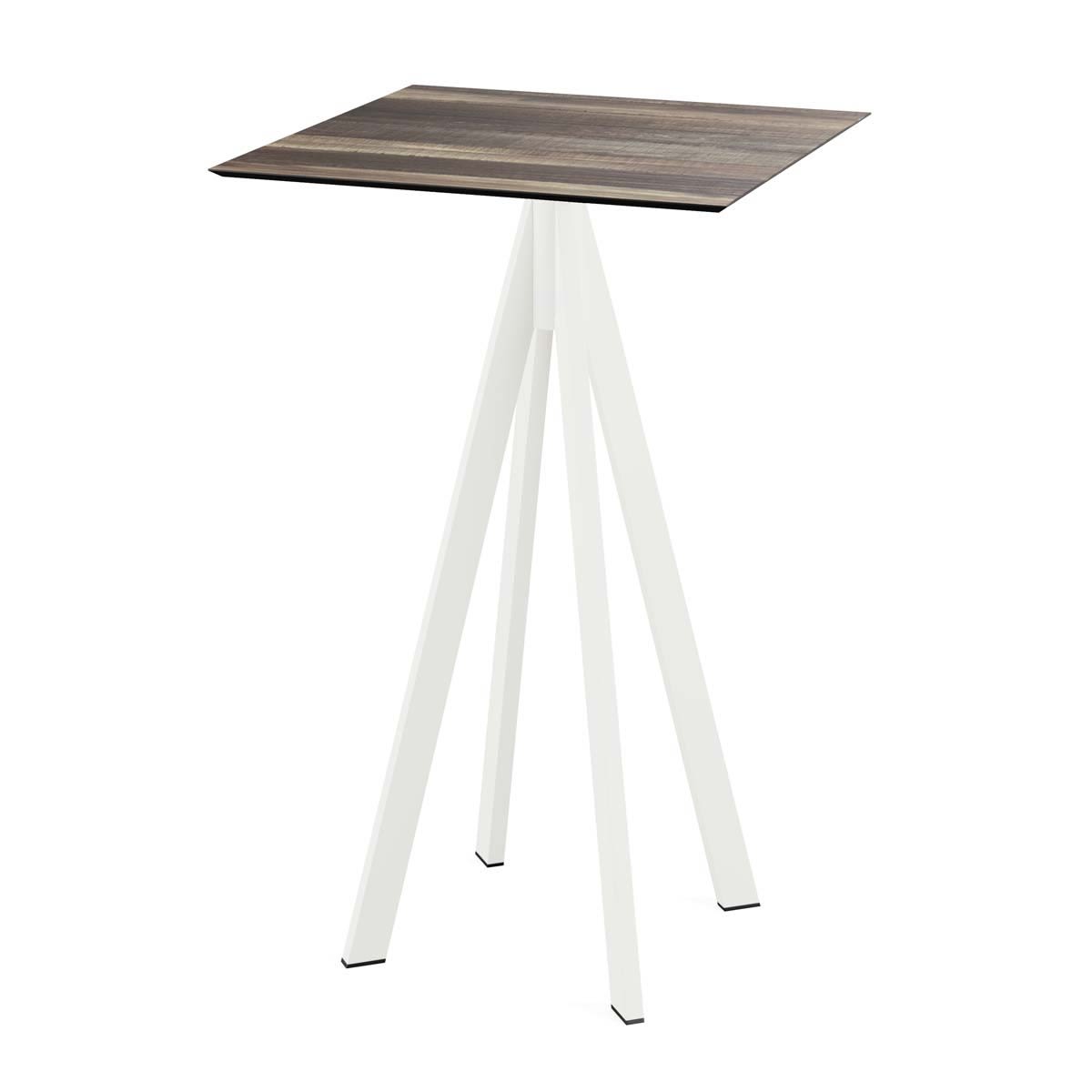 Feros Stehtisch Infinity Weiß Gestell + HPL quadratisch 70x70x109.2 cm (LxBxH); hellbraun; quadratisch