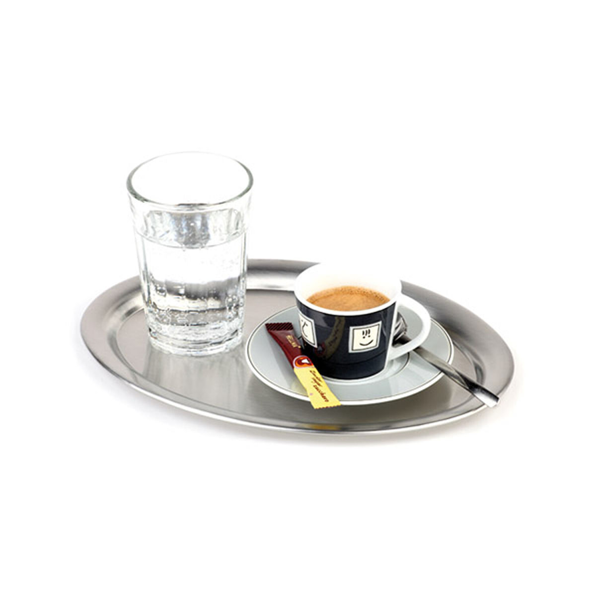 APS Serviertablett KAFFEEHAUS, Edelstahl, oval, matt; 28.5x22x1.5 cm (LxBxH); silber; oval